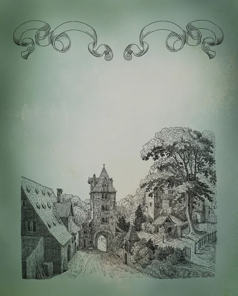 Old village illustration — Stock Photo, Image