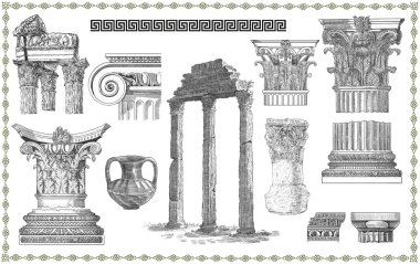 Old greek set illustration clipart