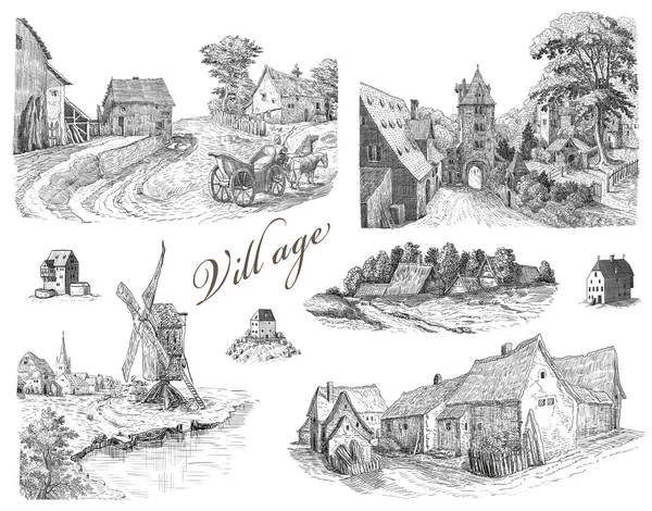 Old village illustration — Stock Photo, Image