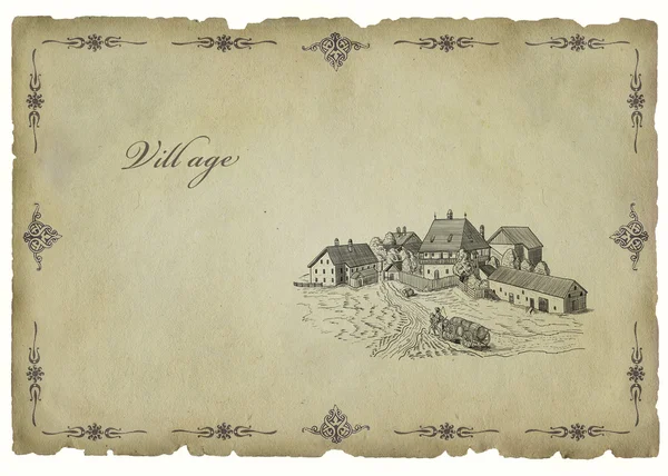 Stara wieś ilustracja — Zdjęcie stockowe