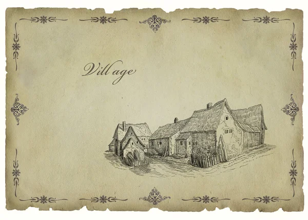 Old village illustration — Stock Photo, Image