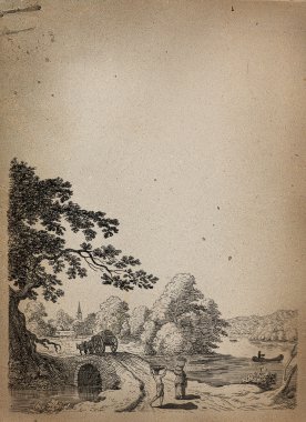 eski köy illüstrasyon