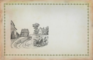 eski köy illüstrasyon