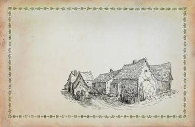 eski köy illüstrasyon