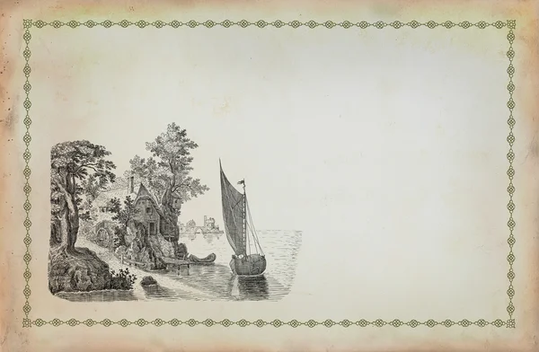 eski köy illüstrasyon