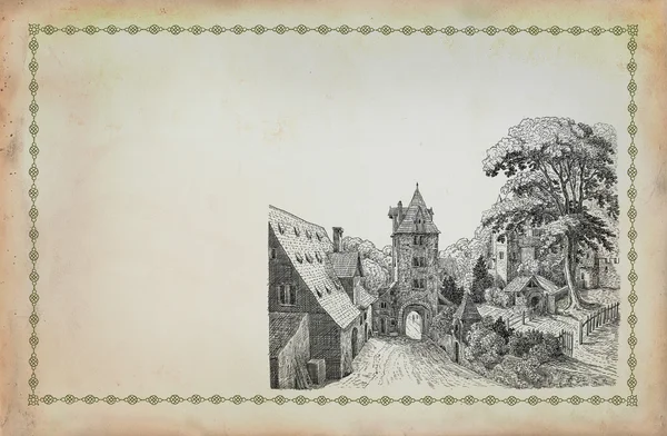 Old village illustration — Stock Photo, Image