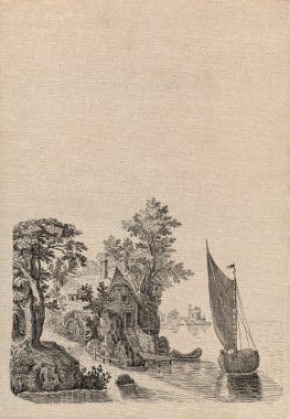 eski köy illüstrasyon