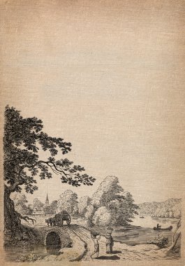 eski köy illüstrasyon