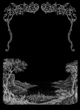 eski köy illüstrasyon