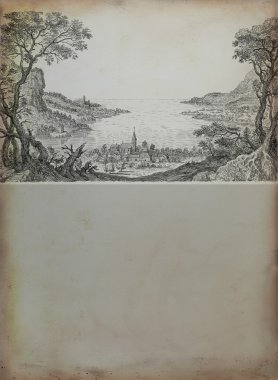 eski köy illüstrasyon