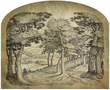 eski köy illüstrasyon