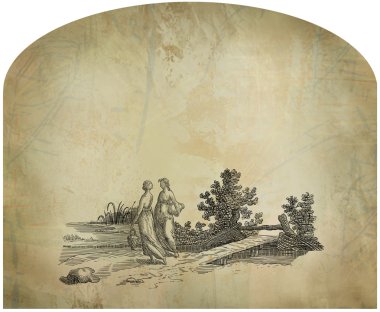 eski köy illüstrasyon