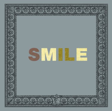 çerçeve arka plan üzerinde yazıt gülümseme