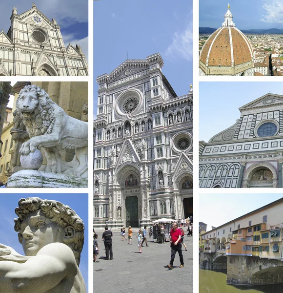 Collage van bezienswaardigheden van florence, Italië — Stockfoto