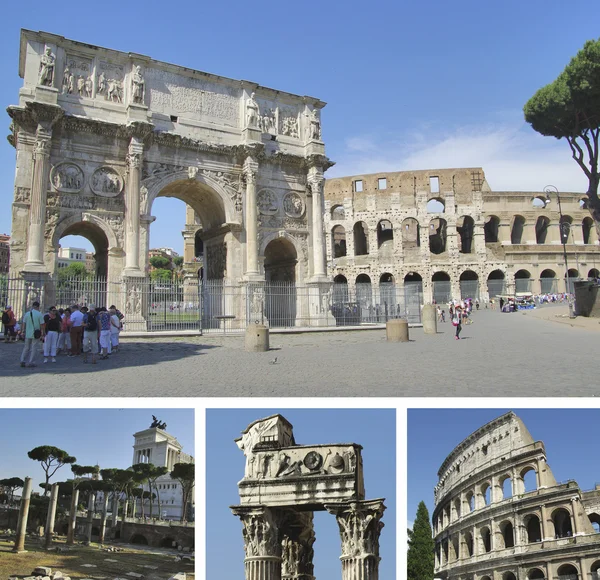 Collage di monumenti di Roma, Italia — Foto Stock