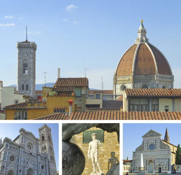 Koláž z památek, Florencie, Toskánsko, Itálie — Stock fotografie