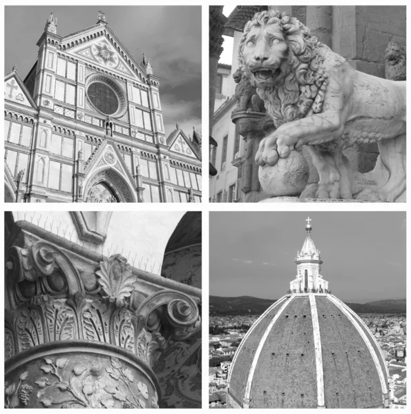 Koláž z památek, Florencie, Toskánsko, Itálie — Stock fotografie