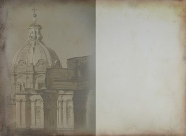 eski bir kağıt Roma manzaralı