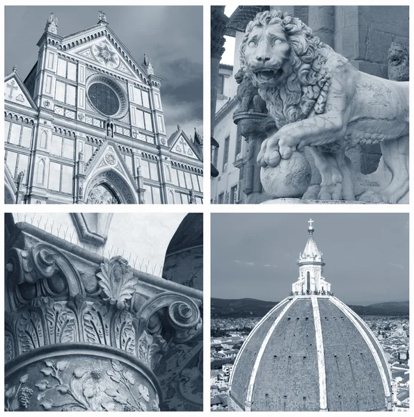 Коллаж достопримечательностей, Флоренция, Тоскана, Италия — стоковое фото