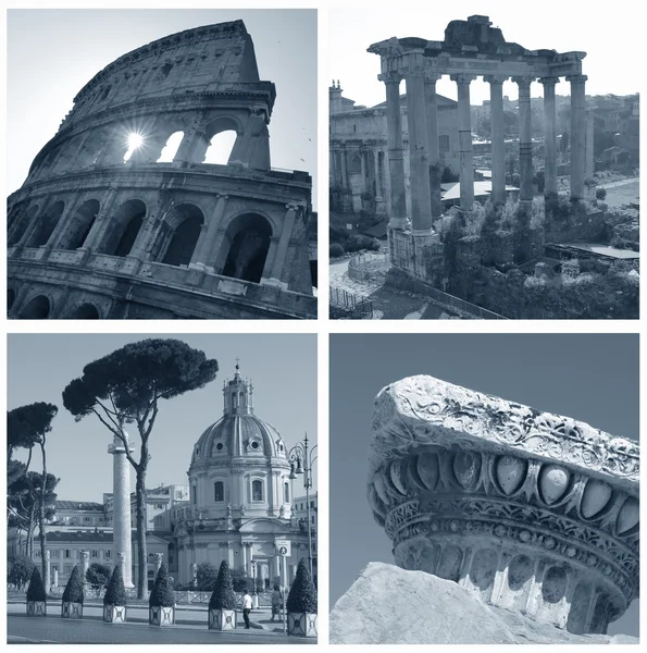 Κολάζ από ορόσημα, Ρώμη, Ιταλία — Φωτογραφία Αρχείου
