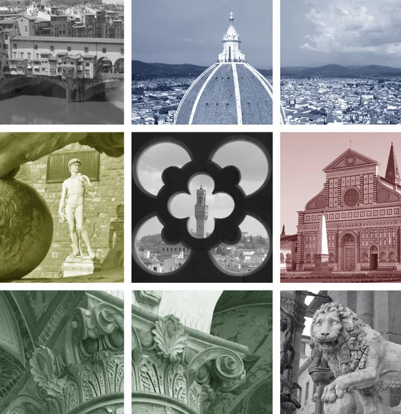 Collage of landmarks, Florencia, Italia — Foto de Stock