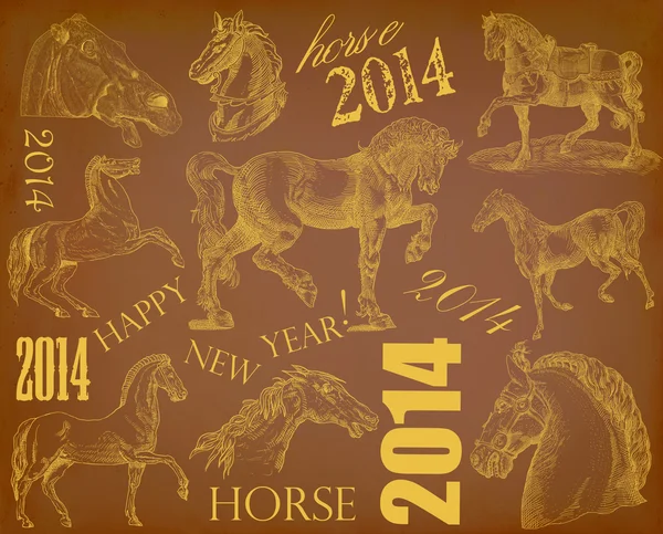 New Year design horse 2014 — Stock Photo, Image