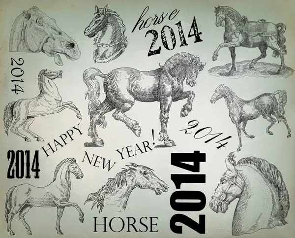 New Year design horse 2014 — Stock Photo, Image