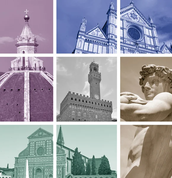 Kolaż z zabytków, Florencja, Włochy — Zdjęcie stockowe