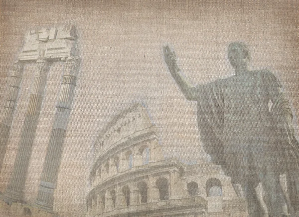 Roma manzaralı eski keten arka plan — Stok fotoğraf