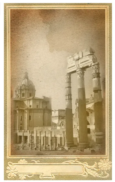 Velho cartão postal com vista para Roma — Fotografia de Stock
