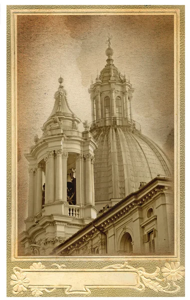 Velho cartão postal com vista para Roma — Fotografia de Stock