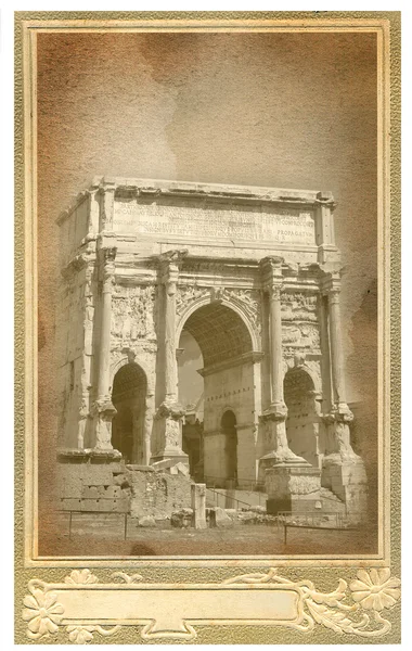Antigua postal con vista a Roma — Foto de Stock