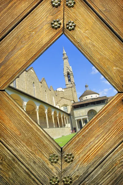 Old door with Florence view — Stock Photo, Image