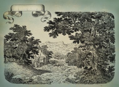 eski köy illüstrasyon