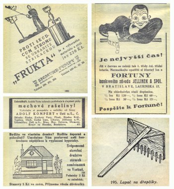 reklam, 1935, czeh Cumhuriyet Gazetesi sayfası