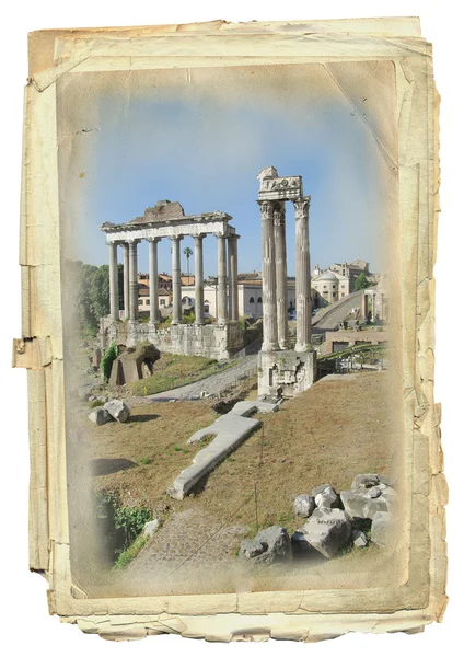 Oud papier met uitzicht op rome — Stockfoto