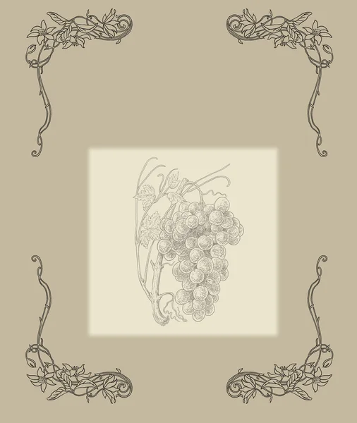 手工绘制的标签的葡萄园 — 图库照片