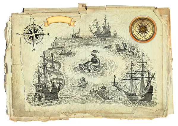 Mapa pirata antiguo — Foto de Stock