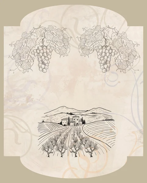 Hand drawn label vineyards — Stock Photo, Image