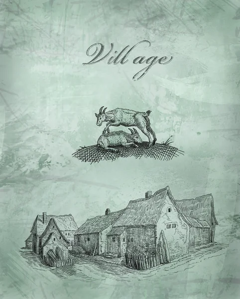 Ilustração aldeia — Fotografia de Stock