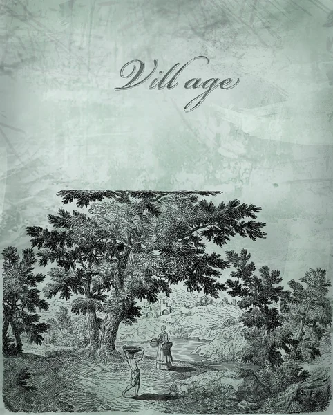 Wieś ilustracja — Zdjęcie stockowe