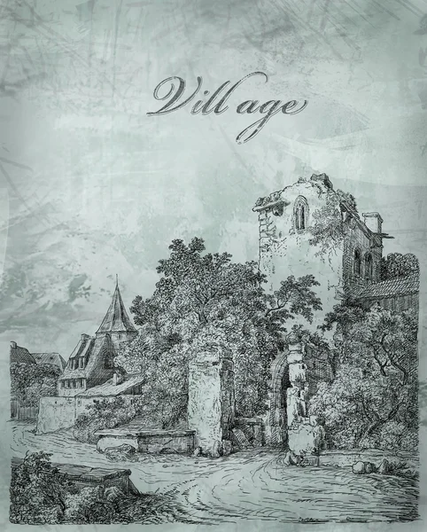 Village illustration — Stock Photo, Image