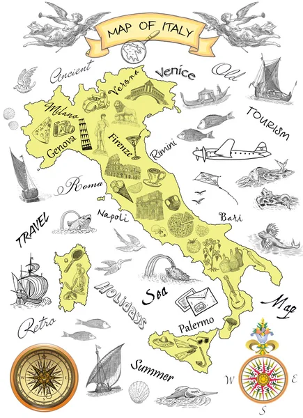 Mapa Itálie — Stock fotografie