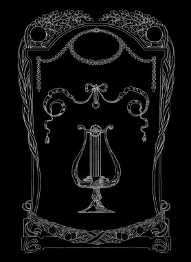 Silhouette lyre illustration clipart