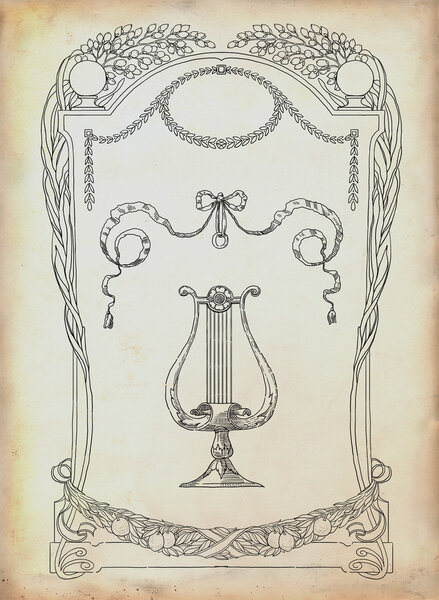 Silhouette lyre illustration