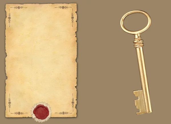 Starožitný Zlatý klíč — Stock fotografie