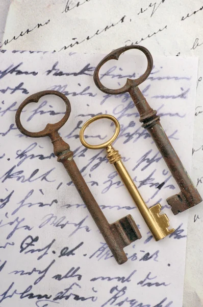 Antique golden key — Stock Photo, Image