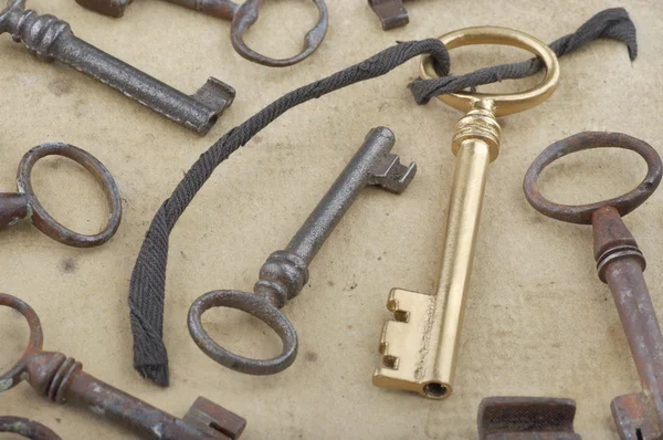 Antique golden key — Stock Photo, Image