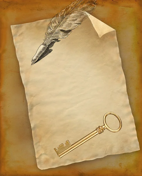 Antique golden key — Stock Photo, Image