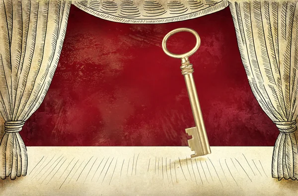 Antiker goldener Schlüssel — Stockfoto